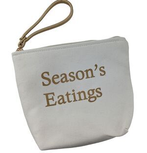 Season’s Eatings Christmas Holiday Canvas Pouch Bag And Wrist Strap